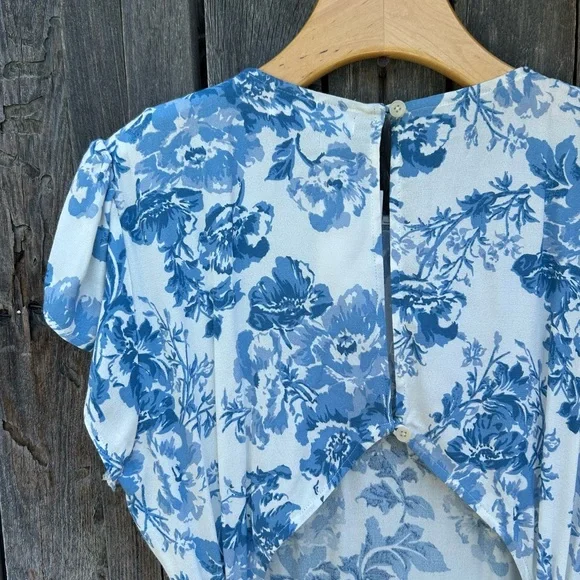 Reformation Gavin Midi Dress Olympia Floral Blue White 12 - Picture 12 of 16
